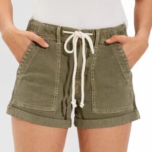 American Eagle Shorts Womens 6 Olive Green Drawstring Elastic Waist Stretch